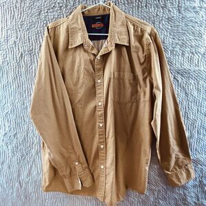 Ferruch Men's Casual Button Down Shirt Long Sleeve Stretch Brn w/Blk Dots Med